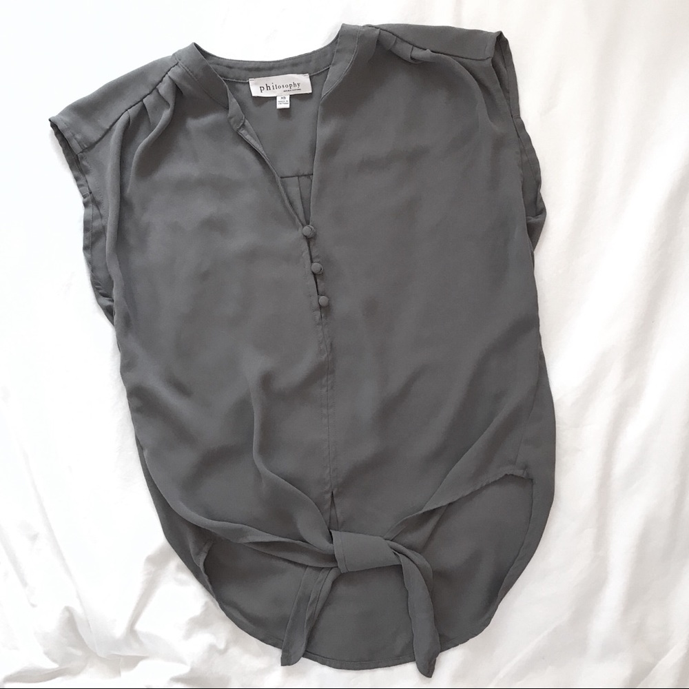 Philosophy sleeveless tie front shirt